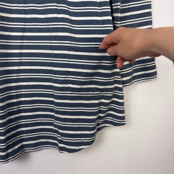 Garnet Hill Blue White Striped Tunic with Hood and Pockets - Picture 4 of 6
